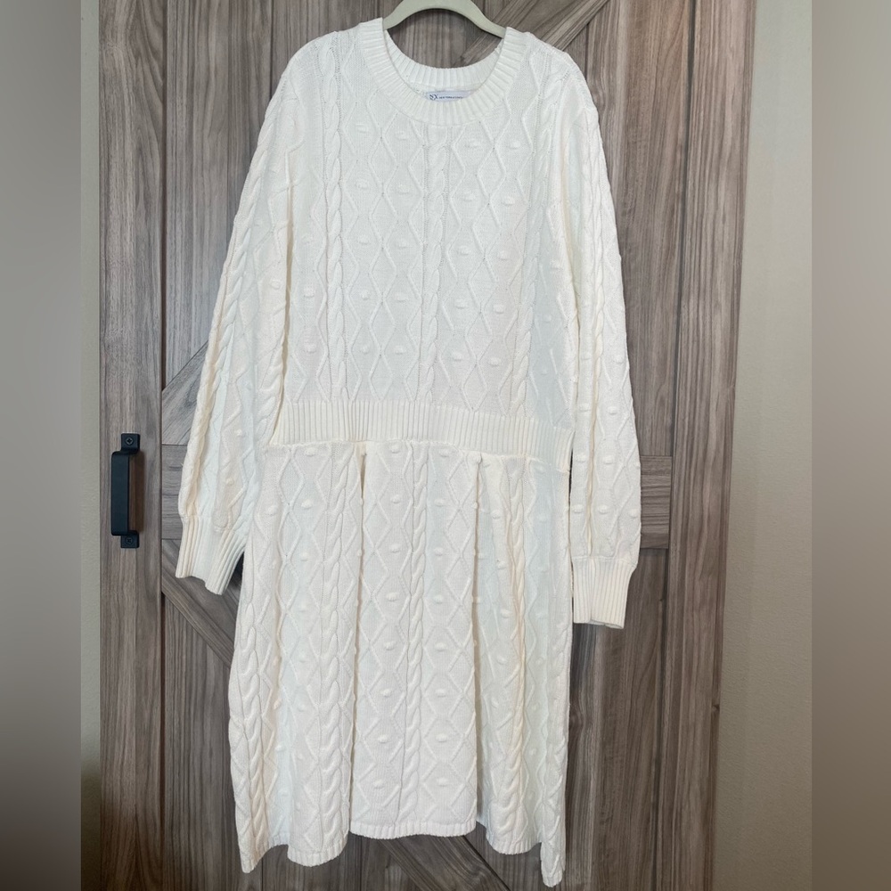 New York and Company White Cable Knit Sweater Dress Plus Size 3X. New. No tag.